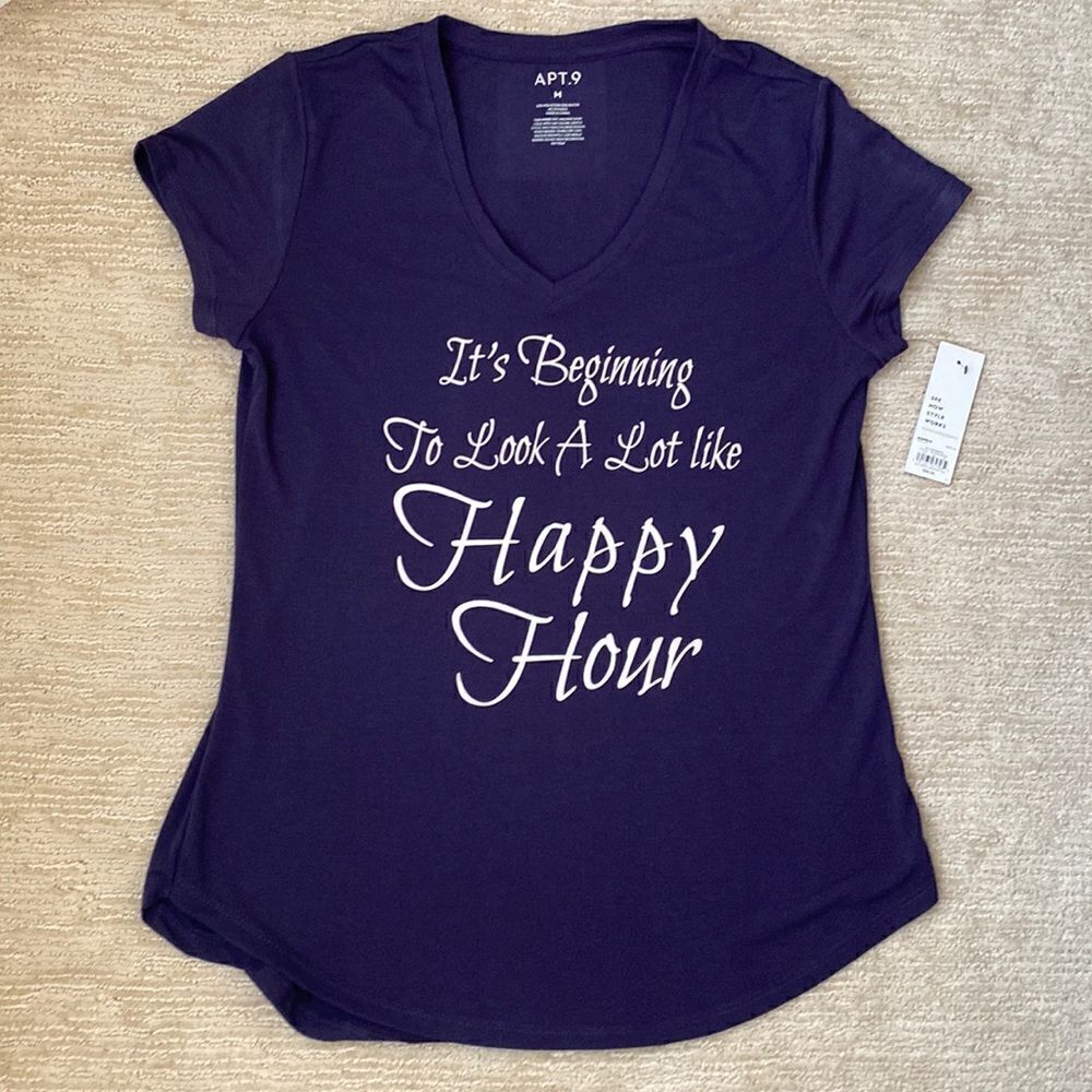 Apt 9 Short Sleeve Top, Purple, Size Medium